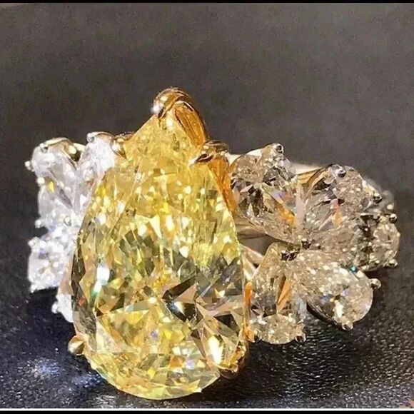 SALE* Women’s Sterling Citrine Engagement Ring - Picture 2 of 6